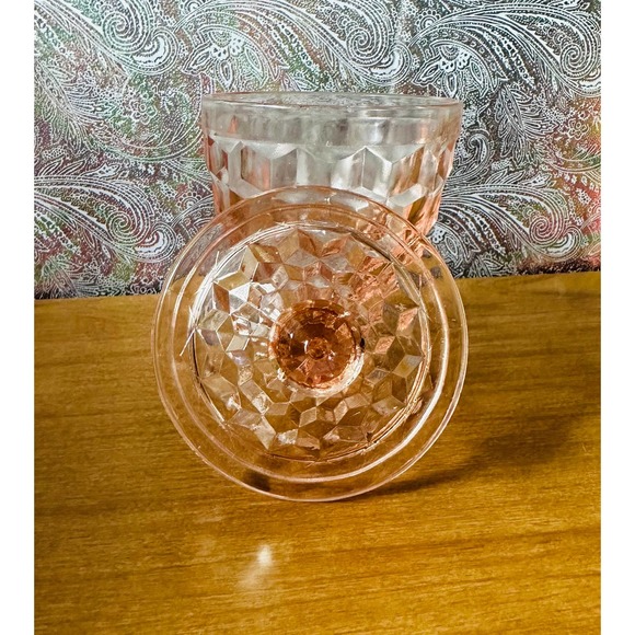 Vintage Jeannette candy dish with lid in cube pink - Picture 7 of 10